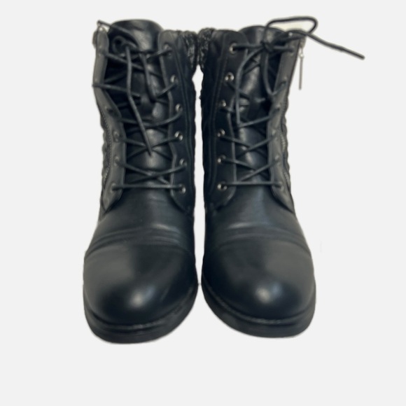 STQ ECO Friendly Black Round Toe Ankle Motorcycle Boots Womens size 11 - Picture 4 of 14